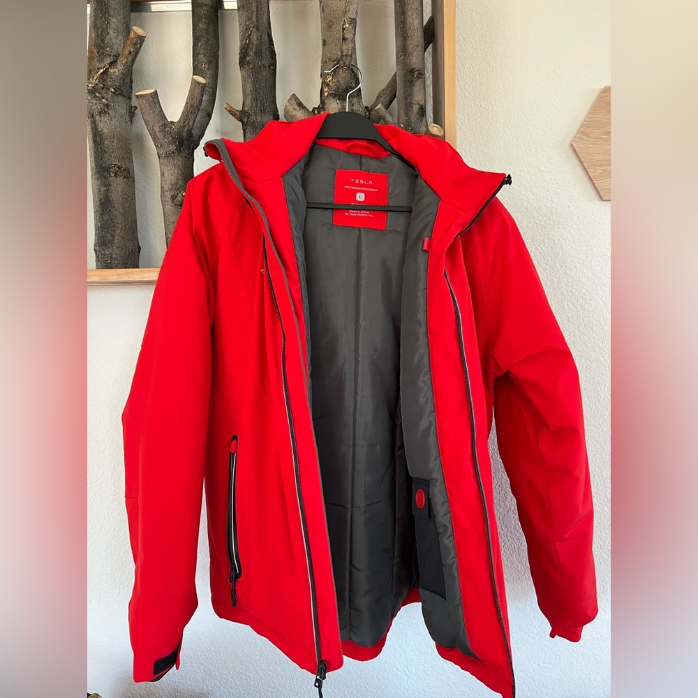 Tesla branded winter coat